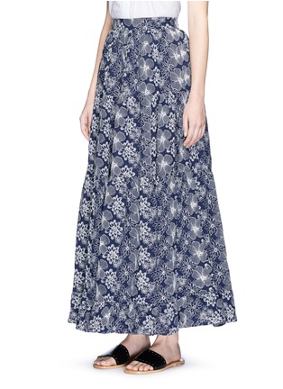 Front View - Click To Enlarge - CO - Floral embroidered ruffle maxi skirt