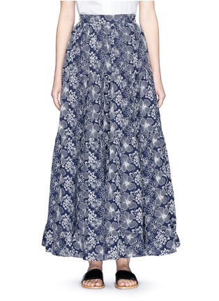 Main View - Click To Enlarge - CO - Floral embroidered ruffle maxi skirt