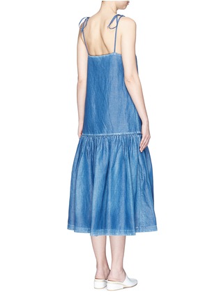 Back View - Click To Enlarge - CO - Gathered drop waist denim dress