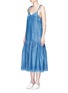 Front View - Click To Enlarge - CO - Gathered drop waist denim dress