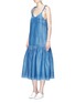 Figure View - Click To Enlarge - CO - Gathered drop waist denim dress