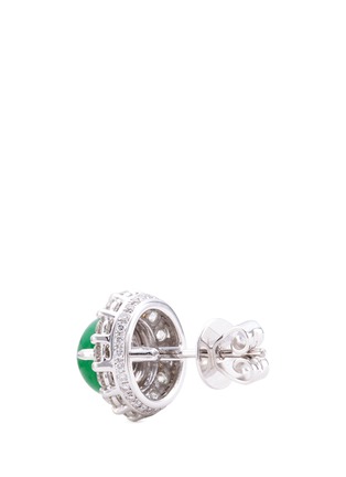 Detail View - Click To Enlarge - LC COLLECTION JADE - Diamond jade 18k white gold earrings