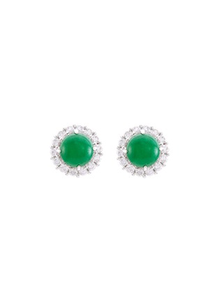 Main View - Click To Enlarge - LC COLLECTION JADE - Diamond jade 18k white gold earrings