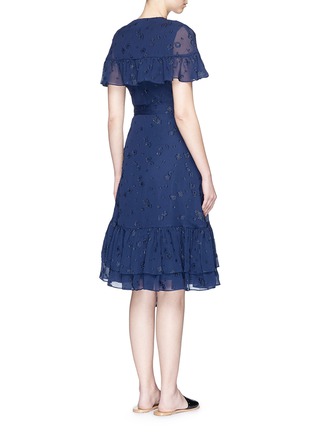 Back View - Click To Enlarge - CO - Floral fil coupé ruffle chiffon dress