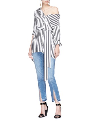 Figure View - Click To Enlarge - ALICE & OLIVIA - 'Tate' sash belt stripe shirt