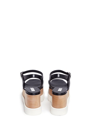 Back View - Click To Enlarge - STELLA MCCARTNEY - 'Felik' wooden wedge platform faux leather sandals