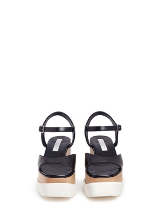 Front View - Click To Enlarge - STELLA MCCARTNEY - 'Felik' wooden wedge platform faux leather sandals