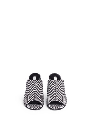 Front View - Click To Enlarge - STELLA MCCARTNEY - Woven chevron stripe mules