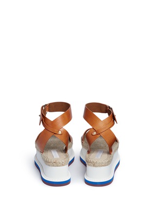 Back View - Click To Enlarge - STELLA MCCARTNEY - Ankle strap raffia wedge sandals