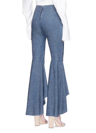 Back View - Click To Enlarge - ALICE & OLIVIA - 'Jinny' high low flare chambray pants
