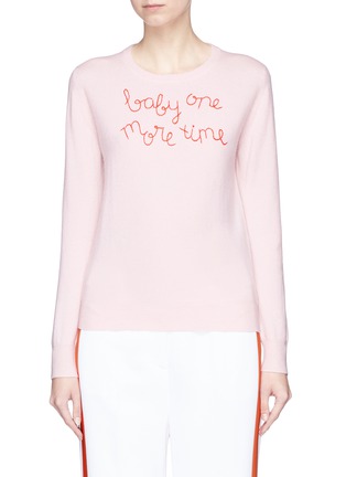 Main View - Click To Enlarge - LINGUA FRANCA - 'Baby One More Time' slogan embroidered cashmere sweater