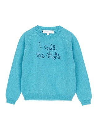 Main View - Click To Enlarge - LINGUA FRANCA - 'I Call The Shots' slogan embroidered cashmere kids sweater