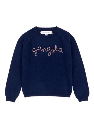 Main View - Click To Enlarge - LINGUA FRANCA - 'Gangsta' slogan embroidered cashmere kids sweater