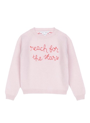 Main View - Click To Enlarge - LINGUA FRANCA - Reach For The Stars' slogan embroidered cashmere kids sweater