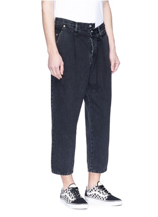 Front View - Click To Enlarge - DOUBLET - Asymmetric waist cotton-silk jeans