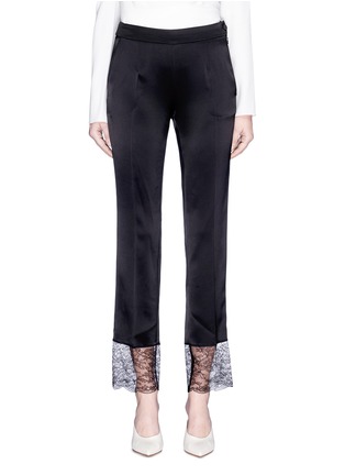 Main View - Click To Enlarge - LANVIN - Chantilly lace cuff satin cropped pants