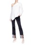 Figure View - Click To Enlarge - LANVIN - Chantilly lace cuff satin cropped pants