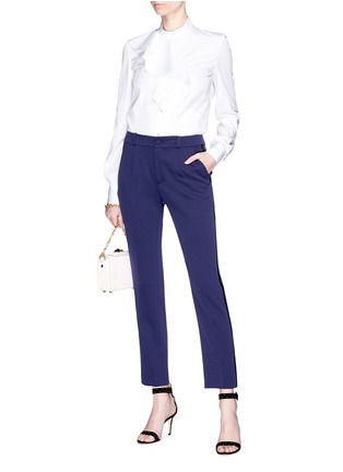 Figure View - Click To Enlarge - LANVIN - Contrast outseam wool tuxedo pants