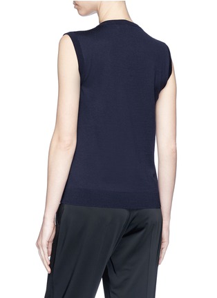 Back View - Click To Enlarge - LANVIN - Guipure lace keyhole front sleeveless wool knit top