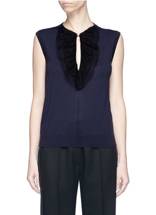 Main View - Click To Enlarge - LANVIN - Guipure lace keyhole front sleeveless wool knit top