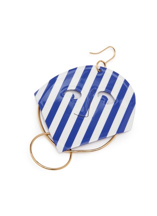 Detail View - Click To Enlarge - JW ANDERSON - Mismatched stripe moon face drop earrings