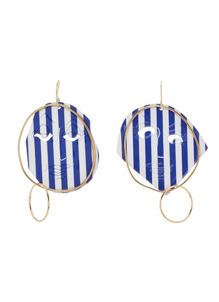 Main View - Click To Enlarge - JW ANDERSON - Mismatched stripe moon face drop earrings