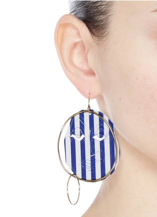 Figure View - Click To Enlarge - JW ANDERSON - Mismatched stripe moon face drop earrings