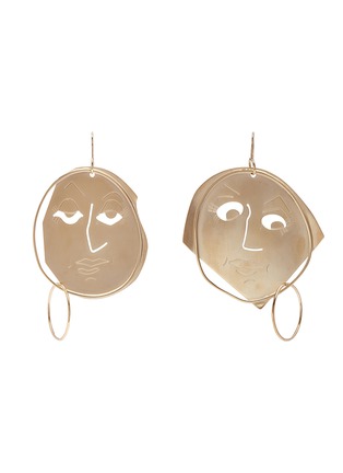 Main View - Click To Enlarge - JW ANDERSON - Mismatched moon face drop earrings