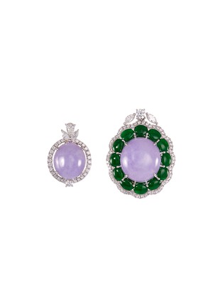 Detail View - Click To Enlarge - LC COLLECTION JADE - Diamond jade 18k white gold pendants
