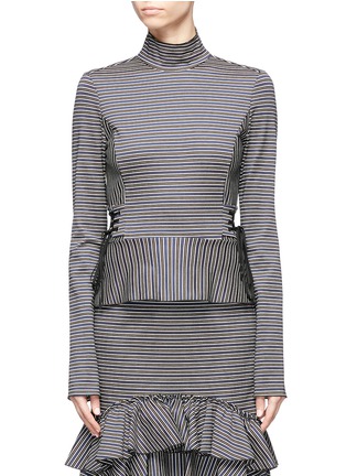 Main View - Click To Enlarge - TOME - Lace-up corset waist stripe jersey top