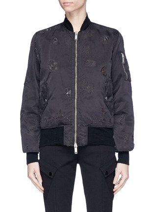 Main View - Click To Enlarge - BEN TAVERNITI UNRAVEL PROJECT  - Reversible distressed twill bomber jacket