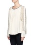 Front View - Click To Enlarge - CHLOÉ - Guipure lace sleeve silk-linen top