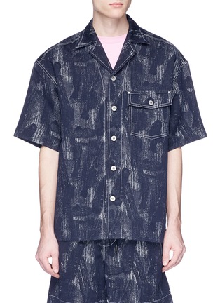 Main View - Click To Enlarge - FENG CHEN WANG - Graphic jacquard twill short sleeve shirt