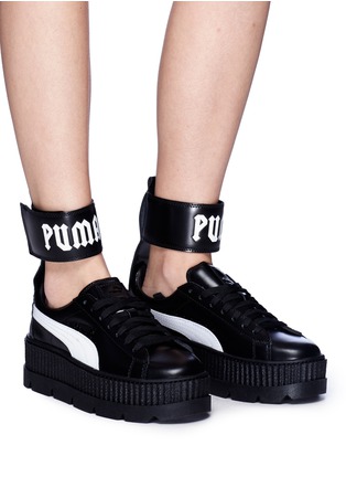 Figure View - Click To Enlarge - PUMA - Anklet leather platform sneakers