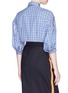 Back View - Click To Enlarge - 72951 - Ball chain hem slit sleeve check plaid cropped shirt