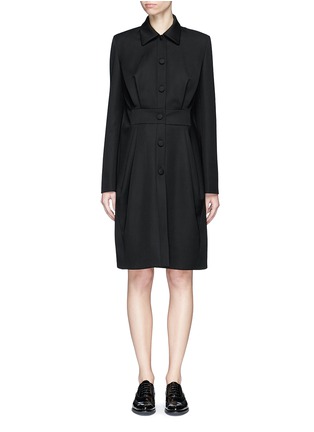 Main View - Click To Enlarge - LANVIN - Tuck pleat waist cape back wool coat