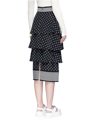 Back View - Click To Enlarge - STELLA MCCARTNEY - 'India' tiered polka dot stripe silk skirt
