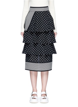 Main View - Click To Enlarge - STELLA MCCARTNEY - 'India' tiered polka dot stripe silk skirt