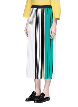 Front View - Click To Enlarge - MRZ - Contrast stripe plissé pleat knit skirt