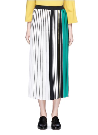 Main View - Click To Enlarge - MRZ - Contrast stripe plissé pleat knit skirt