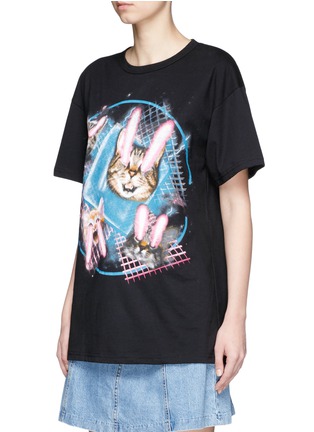 Front View - Click To Enlarge - MARC JACOBS - 'Lazer Cat' jersey T-shirt