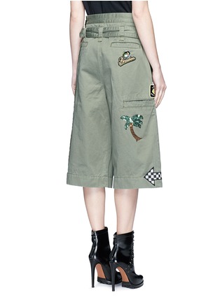 Back View - Click To Enlarge - MARC JACOBS - Sequin embroidered patch belted cargo shorts