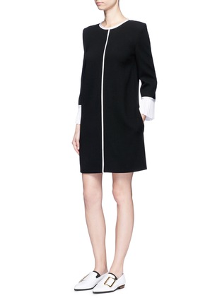 Figure View - Click To Enlarge - VICTORIA, VICTORIA BECKHAM - Pleated cuff wool shift dress