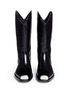 Front View - Click To Enlarge - CALVIN KLEIN FRAGRANCES - 'Western Ellie' stripe leather mid calf boots
