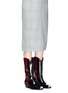 Figure View - Click To Enlarge - CALVIN KLEIN FRAGRANCES - 'Western Ellie' stripe leather mid calf boots