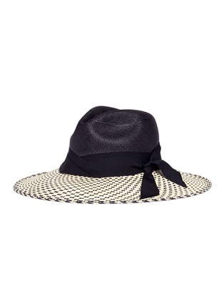 Figure View - Click To Enlarge - SENSI STUDIO - Twist ribbon colourblock panama straw hat