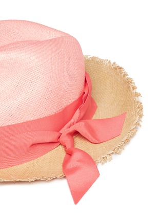 Detail View - Click To Enlarge - SENSI STUDIO - Twist ribbon colourblock panama straw hat