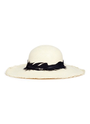 Main View - Click To Enlarge - SENSI STUDIO - 'Lady Majorca' feather panama straw hat