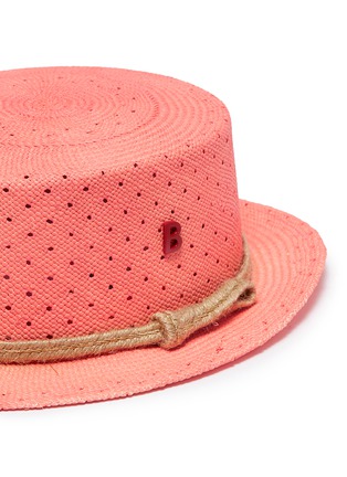 Detail View - Click To Enlarge - MY BOB - Polka dot perforated straw boater hat