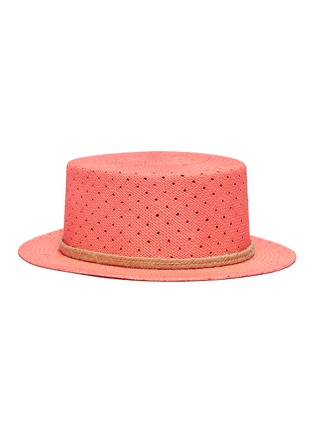 Main View - Click To Enlarge - MY BOB - Polka dot perforated straw boater hat
